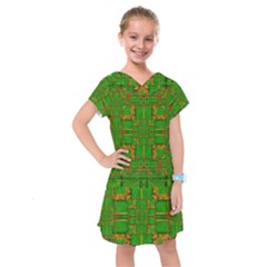 Golden Green And  Sunshine Pop Art Kids  Drop Waist Dress