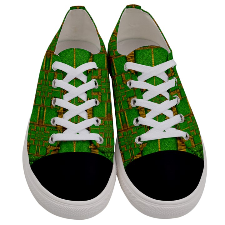 Golden Green And  Sunshine Pop Art Women s Low Top Canvas Sneakers