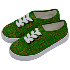 Golden Green And  Sunshine Pop Art Kids  Classic Low Top Sneakers by pepitasart