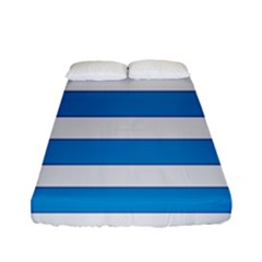 Blue And White Lines Fitted Sheet (full/ Double Size) by berwies