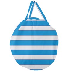 Blue And White Lines Giant Round Zipper Tote