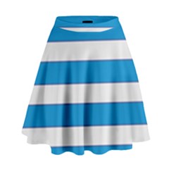 Blue And White Lines High Waist Skirt by berwies