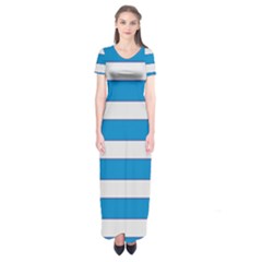 Blue And White Lines Short Sleeve Maxi Dress by berwies