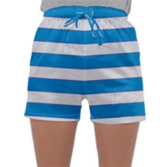 Blue And White Lines Sleepwear Shorts