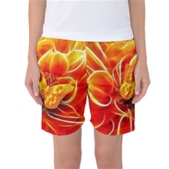 Arrangement Butterfly Aesthetics Orange Background Women s Basketball Shorts