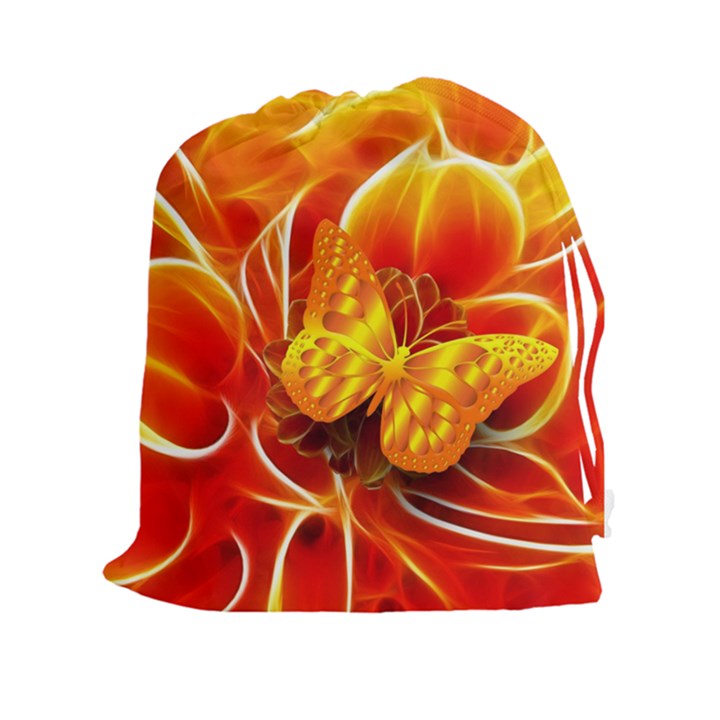 Arrangement Butterfly Aesthetics Orange Background Drawstring Pouches (XXL)