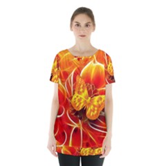 Arrangement Butterfly Aesthetics Orange Background Skirt Hem Sports Top by Celenk