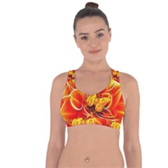 Arrangement Butterfly Aesthetics Orange Background Cross String Back Sports Bra by Celenk