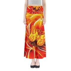 Arrangement Butterfly Aesthetics Orange Background Full Length Maxi Skirt by Celenk