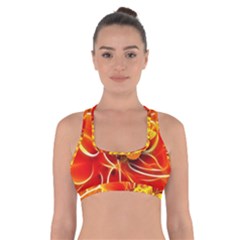 Arrangement Butterfly Aesthetics Orange Background Cross Back Sports Bra by Celenk