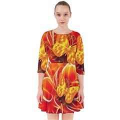 Arrangement Butterfly Aesthetics Orange Background Smock Dress