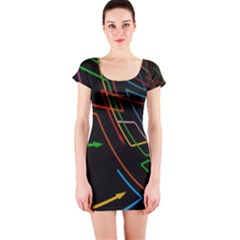 Arrows Direction Opposed To Next Short Sleeve Bodycon Dress by Celenk