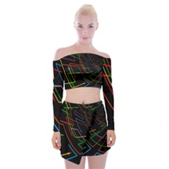 Arrows Direction Opposed To Next Off Shoulder Top With Mini Skirt Set by Celenk