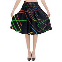 Arrows Direction Opposed To Next Flared Midi Skirt by Celenk