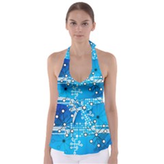 Block Chain Data Records Concept Babydoll Tankini Top by Celenk