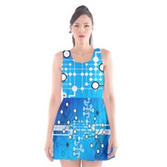 Block Chain Data Records Concept Scoop Neck Skater Dress by Celenk