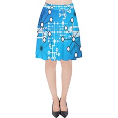 Block Chain Data Records Concept Velvet High Waist Skirt