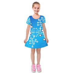 Block Chain Data Records Concept Kids  Short Sleeve Velvet Dress by Celenk