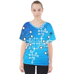 Block Chain Data Records Concept V-neck Dolman Drape Top