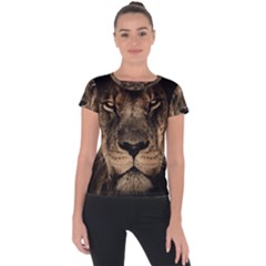 African Lion Mane Close Eyes Short Sleeve Sports Top 