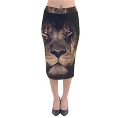 African Lion Mane Close Eyes Velvet Midi Pencil Skirt by Celenk