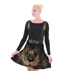 African Lion Mane Close Eyes Suspender Skater Skirt by Celenk