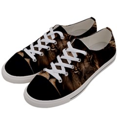 African Lion Mane Close Eyes Women s Low Top Canvas Sneakers