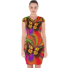 Arrangement Butterfly Aesthetics Capsleeve Drawstring Dress 