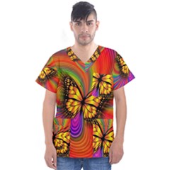 Arrangement Butterfly Aesthetics Men s V-neck Scrub Top