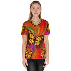 Arrangement Butterfly Aesthetics Scrub Top