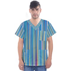 Colorful Color Arrangement Men s V-neck Scrub Top