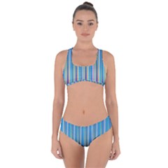 Colorful Color Arrangement Criss Cross Bikini Set by Celenk