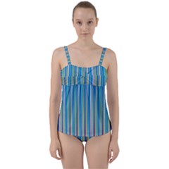 Colorful Color Arrangement Twist Front Tankini Set