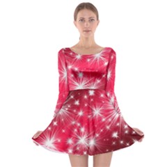 Christmas Star Advent Background Long Sleeve Skater Dress by Celenk