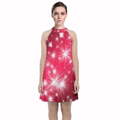 Christmas Star Advent Background Velvet Halter Neckline Dress  by Celenk