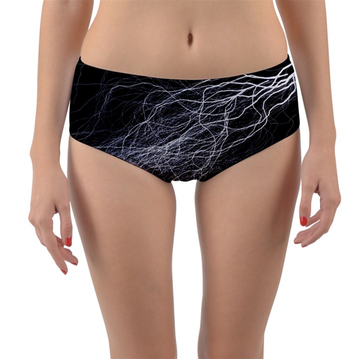 Flash Black Thunderstorm Reversible Mid-Waist Bikini Bottoms