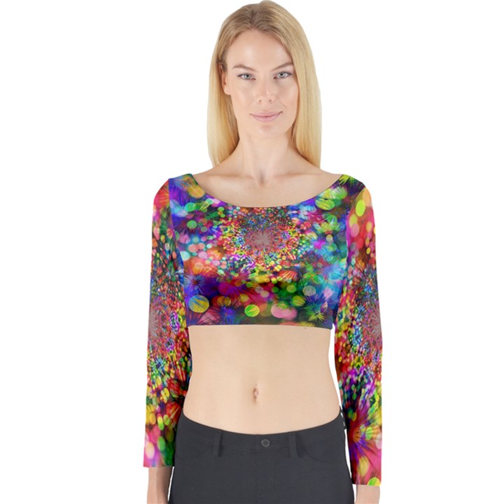 Background Color Pattern Structure Long Sleeve Crop Top