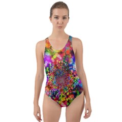 Background Color Pattern Structure Cut-out Back One Piece Swimsuit