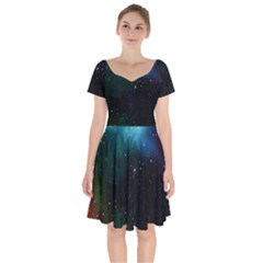 Galaxy Space Universe Astronautics Short Sleeve Bardot Dress by Celenk