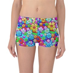 Flowers Ornament Decoration Reversible Boyleg Bikini Bottoms by Celenk