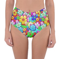 Flowers Ornament Decoration Reversible High-waist Bikini Bottoms by Celenk