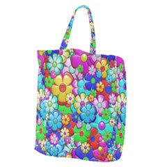 Flowers Ornament Decoration Giant Grocery Zipper Tote