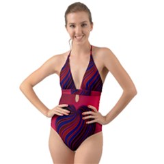 Heart Love Luck Abstract Halter Cut-out One Piece Swimsuit