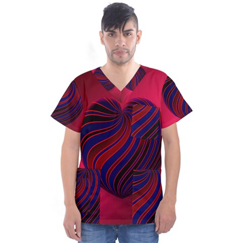 Heart Love Luck Abstract Men s V-neck Scrub Top by Celenk