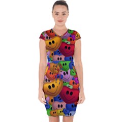 Heart Love Smile Smilie Capsleeve Drawstring Dress 