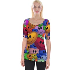 Heart Love Smile Smilie Wide Neckline Tee