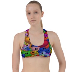 Heart Love Smile Smilie Criss Cross Racerback Sports Bra