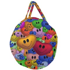 Heart Love Smile Smilie Giant Round Zipper Tote