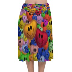 Heart Love Smile Smilie Velvet Flared Midi Skirt