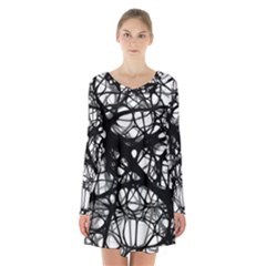 Neurons Brain Cells Brain Structure Long Sleeve Velvet V-neck Dress by Celenk